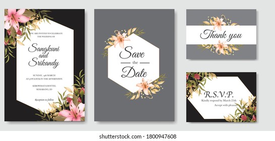flower wedding invitations template vector
