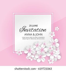 Flower wedding paper invitation for weddings, background, anniversary marriage, engagement, birthday, Baby shower. Save the date. For flyer, invite, greeting card, and greetings card congratulation