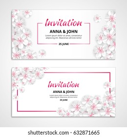 Flower wedding paper invitation for weddings, background, anniversary marriage, engagement, birthday, Baby shower. Save the date. For flyer, invite, greeting card, and greetings card congratulation