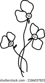 Flower, WildFlower, Wild, Foliage, Hand-drawn doodles illustration.
Line art