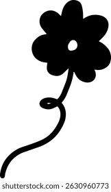 A flower without leaves, the tip of the stem is slightly curled.