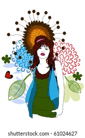 flower and woman