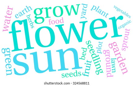 Flower word cloud on a white background. 