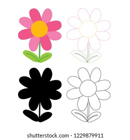 flower worksheet vector design for kid