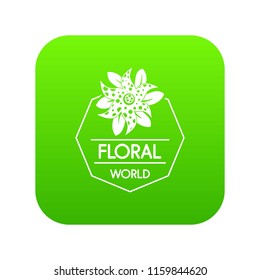 Flower world icon green vector isolated on white background