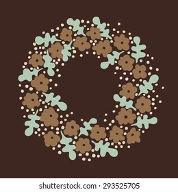 Flower wreath, autumn leaves, vector illustration