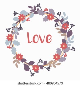 Flower wreath circle border