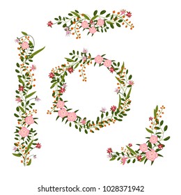 Flower wreath and a corner