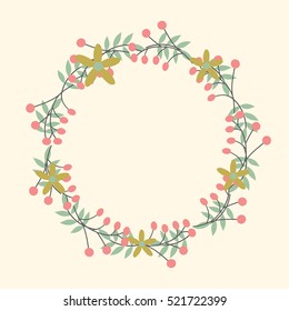 flower wreath. cute floral for decoration. romantic design concept. vector illustration.