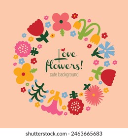 Flower wreath. Cute summer illustration.