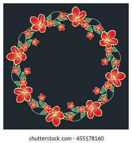 Flower wreath. Design element for logo, banners, labels, prints, posters, web, presentation, invitations, weddings, greeting cards, albums. Vector clip art.