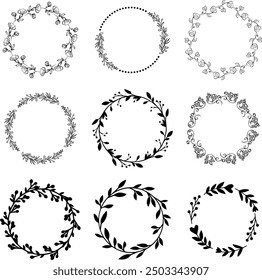 Flower Wreath , Floral Circle , Flower Frame, Floral , Digital, Cut Files, Cricut, Print For Wedding Decor, Home Decor, Wedding Vintage Flowers Frame Circle Graphics 