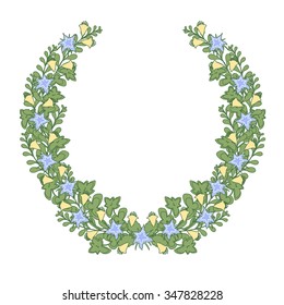 Flower wreath frame for card message