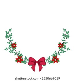 Coroa de flores em tons verdes e vermelhos Para decorar festivais de Natal e Ano Novo