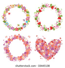 Flower Wreath And Heart Shape