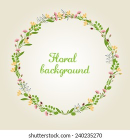 Flower Wreath Illustration - Vector EPS10