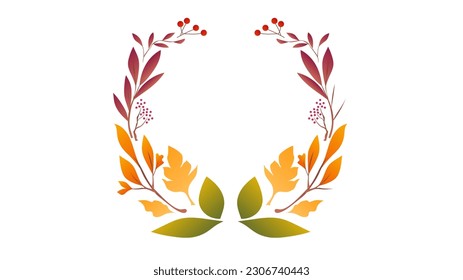 Flower wreath leaf Autumn, for content online or web, banner, and template, Simple cartoon flat style. illustration Vector EPS 10