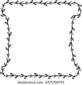 Flower wreath leaf floral border Vintage frame vector Square Frame picture frames Branch laurel botanical silhouette black retro badge elements decoration