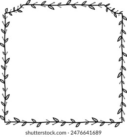 Flower wreath leaf floral border Vintage frame vector Square Frame picture frames Branch laurel botanical silhouette black retro badge elements decoration