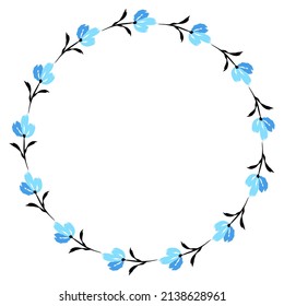 Blumenkranz. Rundblumenkranz, Muster-Grafikdesign. Hintergrund mit einem Blumenstrauß in einem Kreis. Vektorgrafik