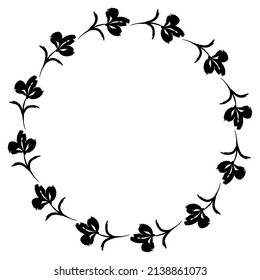 Flower wreath. Round flower wreath, pattern graphic design. Background with a bouquet of flowers in a circle. Vector illustration
