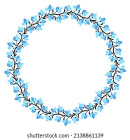 Flower wreath. Round flower wreath, pattern graphic design. Background with a bouquet of flowers in a circle. Vector illustration