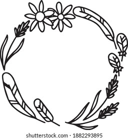 flower wreath in the style of Doodle