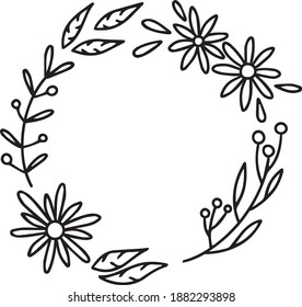 flower wreath in the style of Doodle