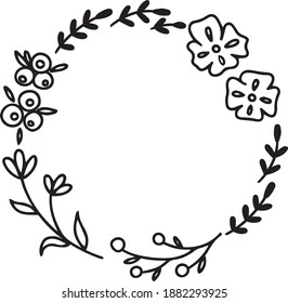 flower wreath in the style of Doodle