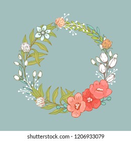 Flower wreath. Vector.