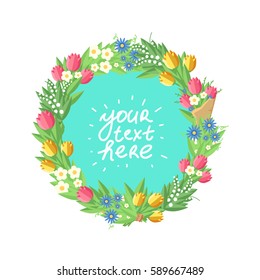 Similar Images, Stock Photos & Vectors of Wreath with Watercolor Bright
