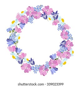 Flower wreath, vector flowers, wedding invitation