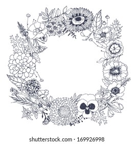 Flower wreath. Vector  illustration.