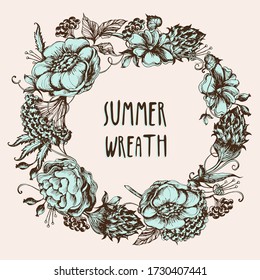 Flower Wreath Vector Isolated Frame Template