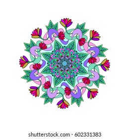 Flower wreath. Vector picture. Mandala.