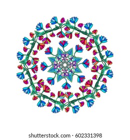 Flower wreath. Vector picture. Mandala.