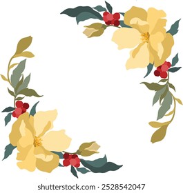 Flower wreaths, collection of wild blooming meadow flowers isolated on white background. Set of decorative floral design elements. Flat colorful botanical vector illustration