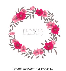 Flower Wreaths Drawing - Hot Pink Round Frame With Flowers