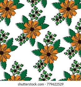 flower yellow with delicate leaves floral pattern image 