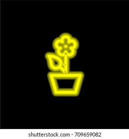 Flower yellow glowing neon ui ux icon. Glowing sign logo vector