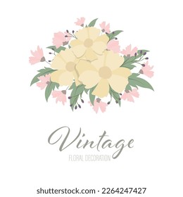 Flower yellow, green leaves. Wedding concept with flowers. Floral poster, invite. Vector arrangements for greeting card or invitation design. Illustration for printing, invitation card, banner, logo, 