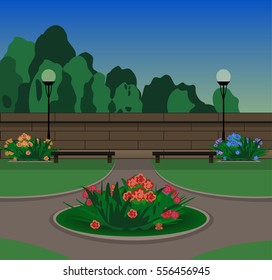 flowerbed in city park