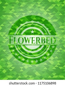 Flowerbed green emblem with triangle mosaic background