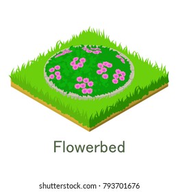 Flowerbed icon. Isometric illustration of flowerbed vector icon for web.