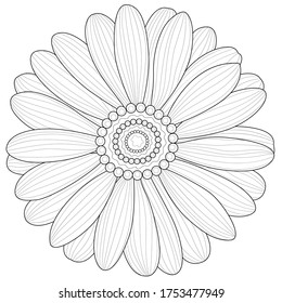 
Flower.Coloring book antistress for children and adults. Illustration isolated on white background.Black and white drawing.Zen-tangle style.