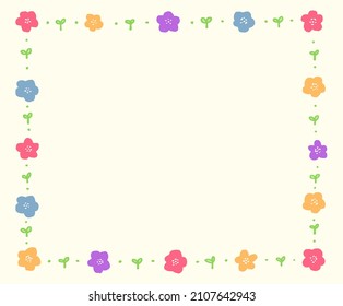 A flower-decorated pattern that can be used as a background illustration set. decorate, form, frame, memo, card. Vector drawing. Hand drawn style.