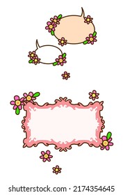 Flower-decorated speech balloons and a text box