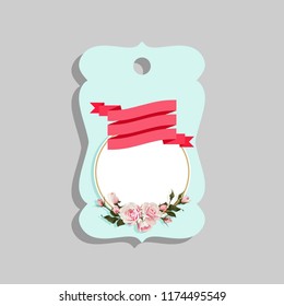 Flowered Gift Tag Shapes vector clip art isolated luggage tag with roses decorative label