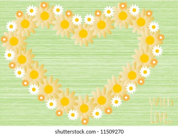 Flowered heart with note "With love"