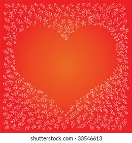 Flowered heart on the red background